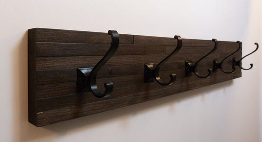 Modern and Rustic Entryway Coat Rack 30 Inches/5 hooks | Wall Coat Rack | Bathroom Towel Rack | Rustic Coat Rack