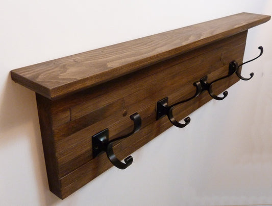 Modern and Rustic Entryway | Hallway or Mudroom Coat Rack 26 Inches/4 hooks | Wall Coat Rack | Bathroom Towel Rack