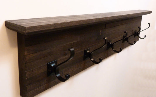 Modern and Rustic Entryway | Hallway or Mudroom Coat Rack 32 Inches/5 hooks | Wall Coat Rack | Bathroom Towel Rack