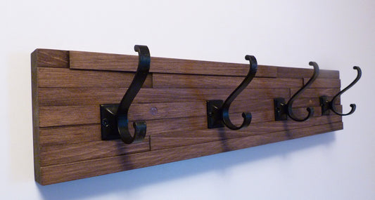 Modern and Rustic Entryway Coat Rack 24 Inches/4 hooks | Wall Coat Rack | Bathroom Towel Rack | Rustic Coat Rack