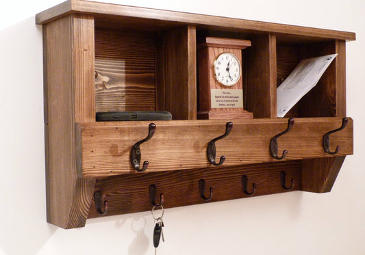Entryway Coat Rack with Cubbies | Coat Rack with Storage | Rustic Coat Rack | Entryway Organizer