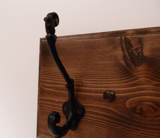 Entryway, Bathroom or Bedroom Rack 18 Inches/3 Rustic black hooks | Wall Coat Rack | Bathroom Towel Rack | Rustic Coat Rack