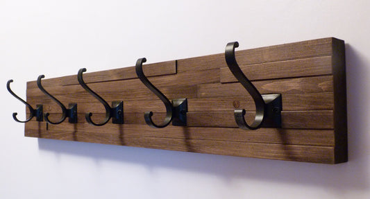 Modern and Rustic Entryway Coat Rack 30 Inches/5 hooks | Wall Coat Rack | Bathroom Towel Rack | Rustic Coat Rack