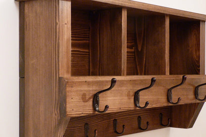 Entryway Coat Rack with Cubbies | Coat Rack with Storage | Rustic Coat Rack | Entryway Organizer