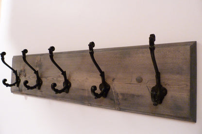 Entryway, Hallway or Mudroom Coat Rack 30 Inches/ 5 Rustic black hooks | Wall Coat Rack | Bathroom Towel Rack | Rustic Coat Rack