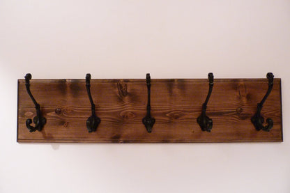 Entryway, Hallway or Mudroom Coat Rack 30 Inches/5 Rustic black hooks | Wall Coat Rack | Bathroom Towel Rack | Rustic Coat Rack