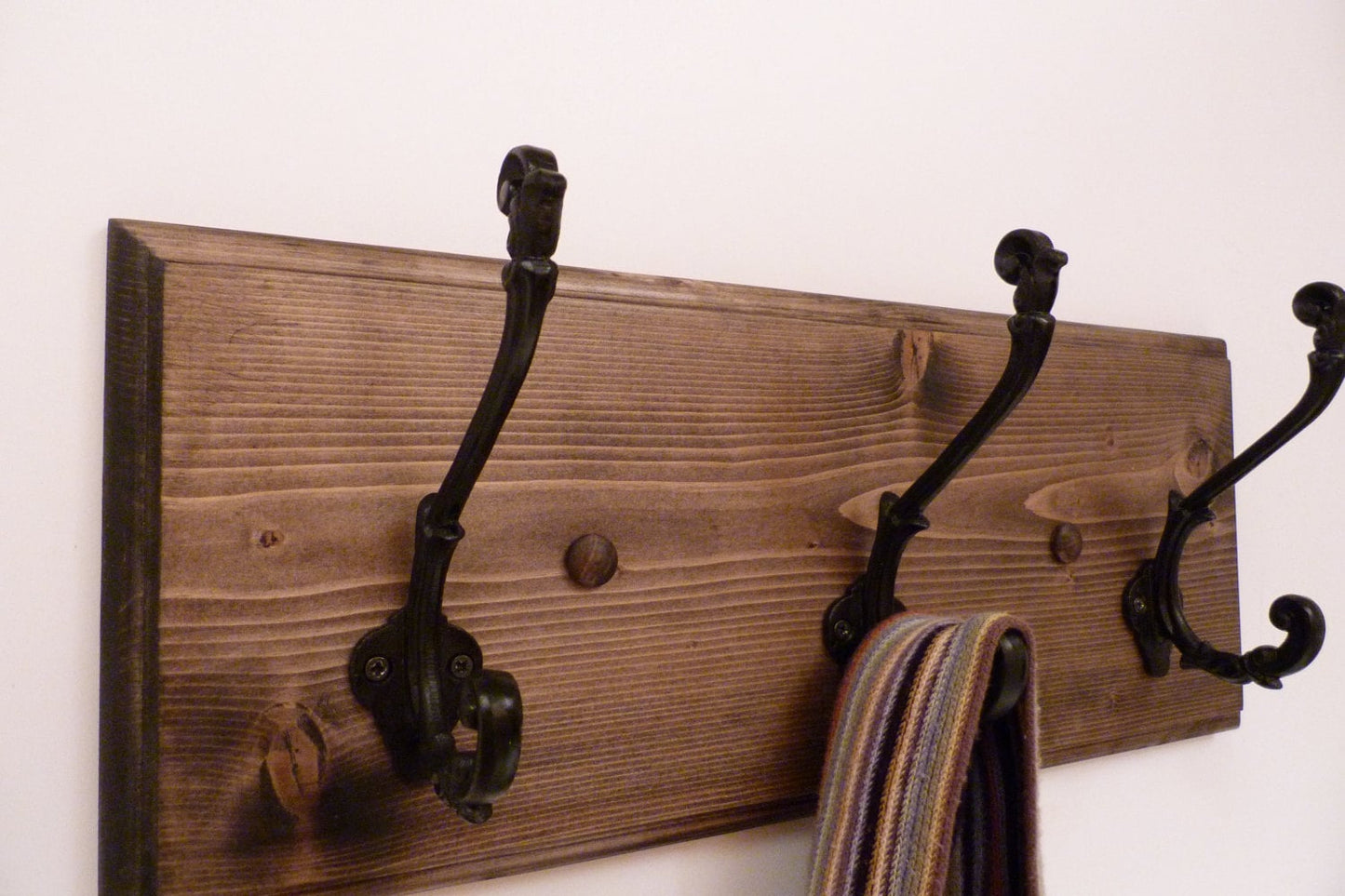 Entryway, Bathroom or Bedroom Rack 18 Inches/3 Rustic black hooks | Wall Coat Rack | Bathroom Towel Rack | Rustic Coat Rack