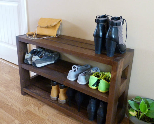 36 inches Rustic Shoe Rack 3 levels  Shoe Storage | Shoe Organizer | Shoe Cabinet | Shoe Rack Wood