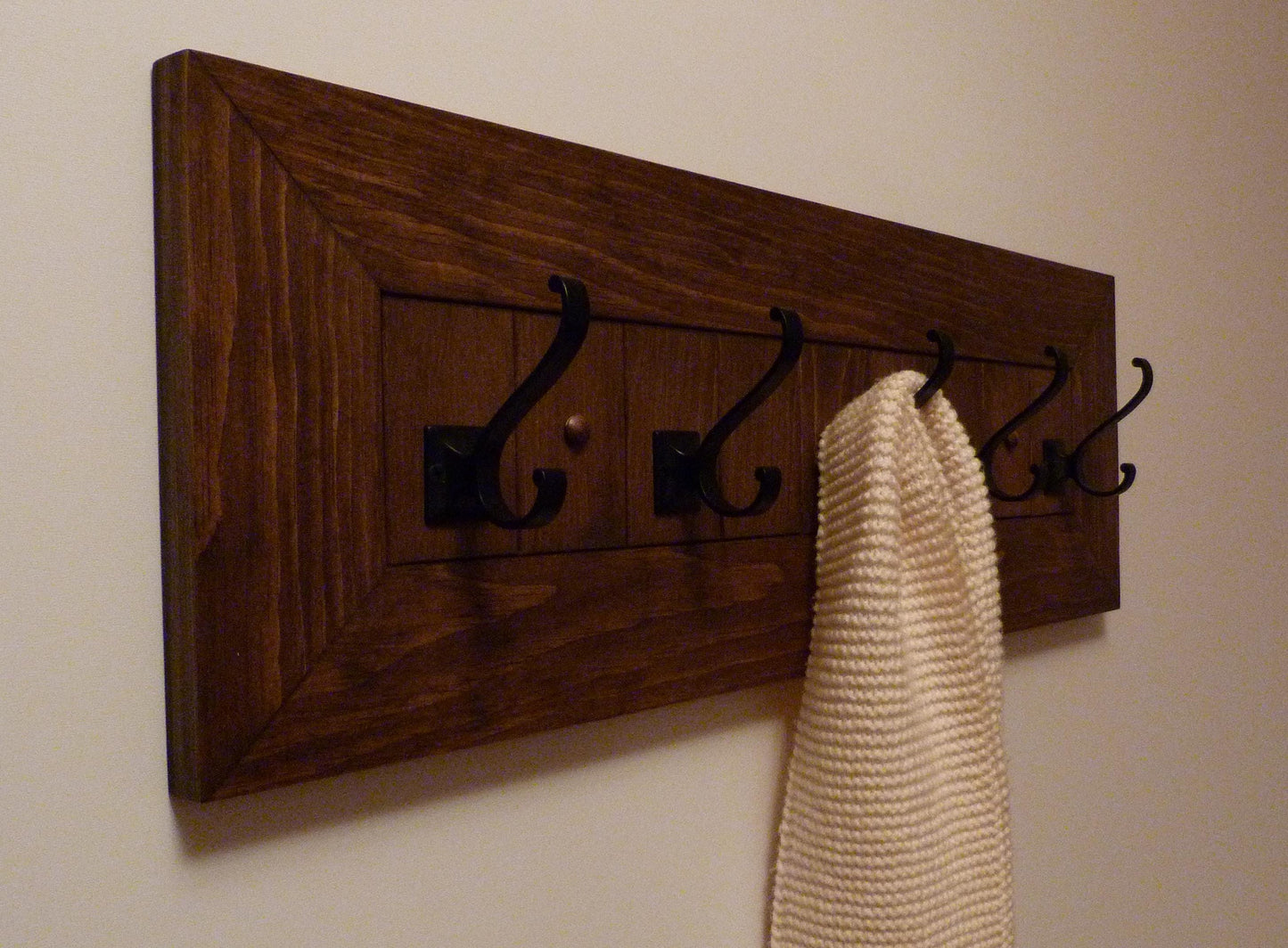 Entryway, Hallway or Mudroom Coat Rack with Black Hooks | Wall Coat Rack | Rustic Coat Rack