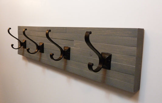 Modern and Rustic Entryway Coat Rack 24 Inches/4 hooks | Wall Coat Rack | Bathroom Towel Rack | Rustic Coat Rack