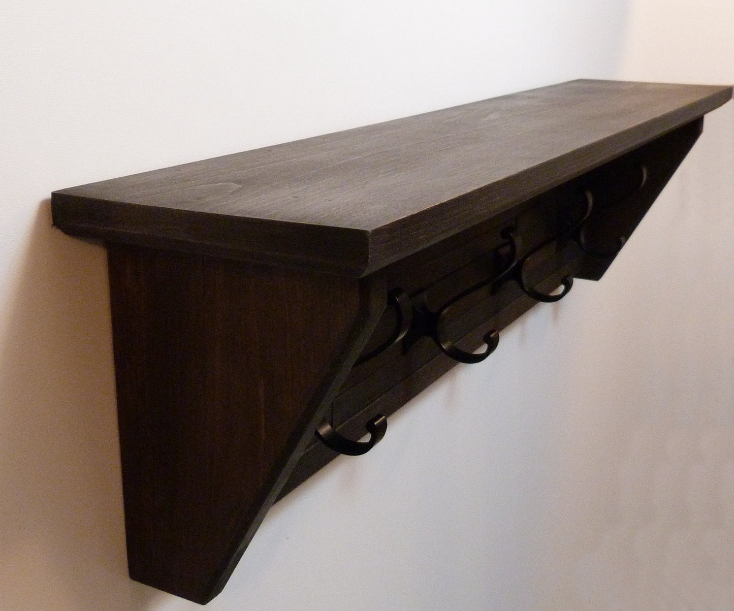 Modern and Rustic Entryway Coat Rack 28 Inches /4 hooks | Wall Coat Rack | Bathroom Towel Rack | Coat Rack with Shelf | Rustic Coat Rack