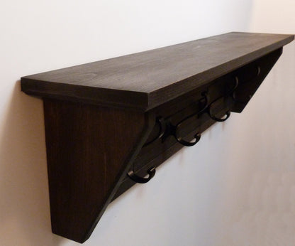 Modern and Rustic Entryway Coat Rack 28 Inches /4 hooks | Wall Coat Rack | Bathroom Towel Rack | Coat Rack with Shelf | Rustic Coat Rack