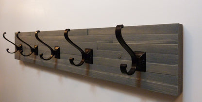 Modern and Rustic Entryway Coat Rack 30 Inches/5 hooks | Wall Coat Rack | Bathroom Towel Rack | Rustic Coat Rack
