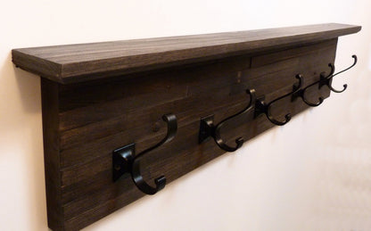 Modern and Rustic Entryway | Hallway or Mudroom Coat Rack 32 Inches/5 hooks | Wall Coat Rack | Bathroom Towel Rack