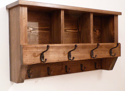 Entryway Coat Rack with Cubbies | Coat Rack with Storage | Rustic Coat Rack | Entryway Organizer