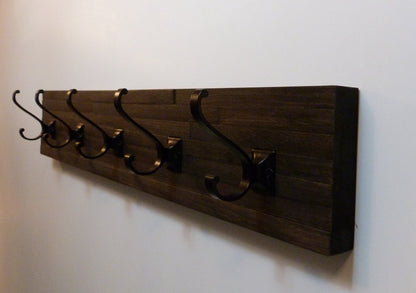 Modern and Rustic Entryway Coat Rack 30 Inches/5 hooks | Wall Coat Rack | Bathroom Towel Rack | Rustic Coat Rack