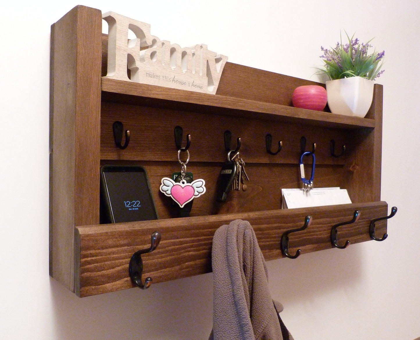 Entryway Organizer | Coat Rack with Shelf | Wall Coat Rack | Rustic Coat Rack | Entryway coat Rack