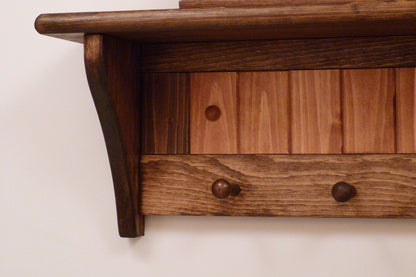 Entryway Coat Rack Wood Wall Shelf 35 Inches with pegs | Coat Rack with Shelf | Rustic Coat Rack