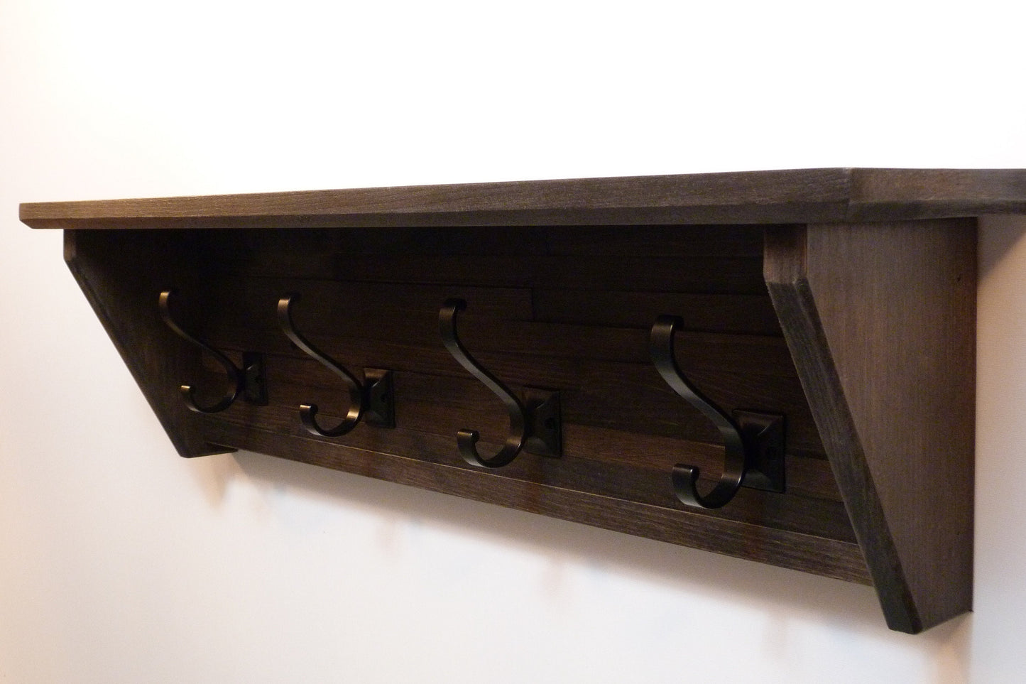Modern and Rustic Entryway Coat Rack 28 Inches /4 hooks | Wall Coat Rack | Bathroom Towel Rack | Coat Rack with Shelf | Rustic Coat Rack