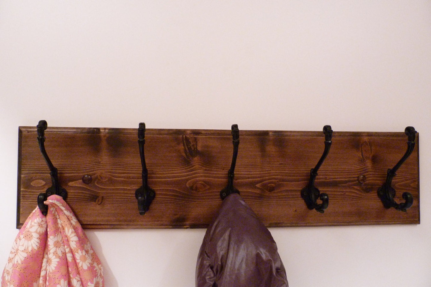 Entryway, Hallway or Mudroom Coat Rack 30 Inches/5 Rustic black hooks | Wall Coat Rack | Bathroom Towel Rack | Rustic Coat Rack