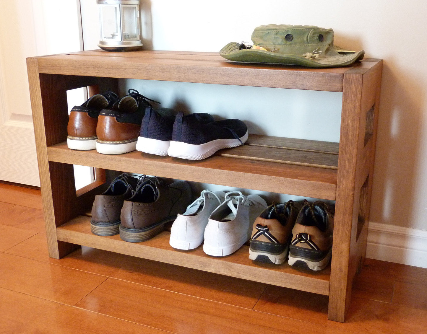30 inches Rustic Shoe Rack 3 levels | Shoe Storage | Shoe Organizer | Shoe Cabinet | Wooden Shoe Rack