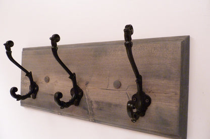 Entryway, Hallway, Mudroom, Bathroom or Bedroom Rack 18 Inches/3 Rustic black hooks | Wall Coat Rack, Bathroom Towel Rack | Rustic Coat Rack