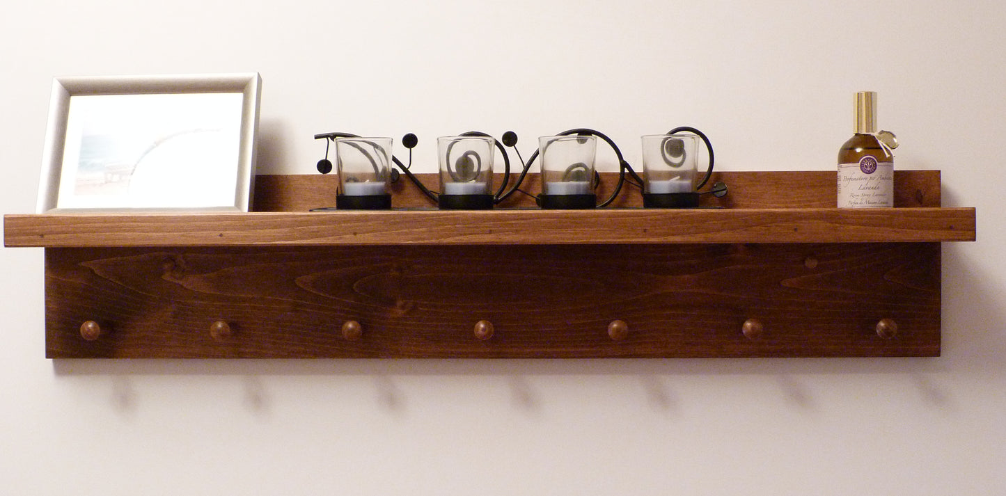 Coat Rack with Ledge and Pegs | Wall Coat Rack | Coat Rack with Shelf | Farmhouse Coat Rack | Shelf with Ledge