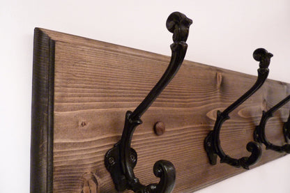 Entryway, Hallway or Mudroom Coat Rack 30 Inches/5 Rustic black hooks | Wall Coat Rack | Bathroom Towel Rack | Rustic Coat Rack
