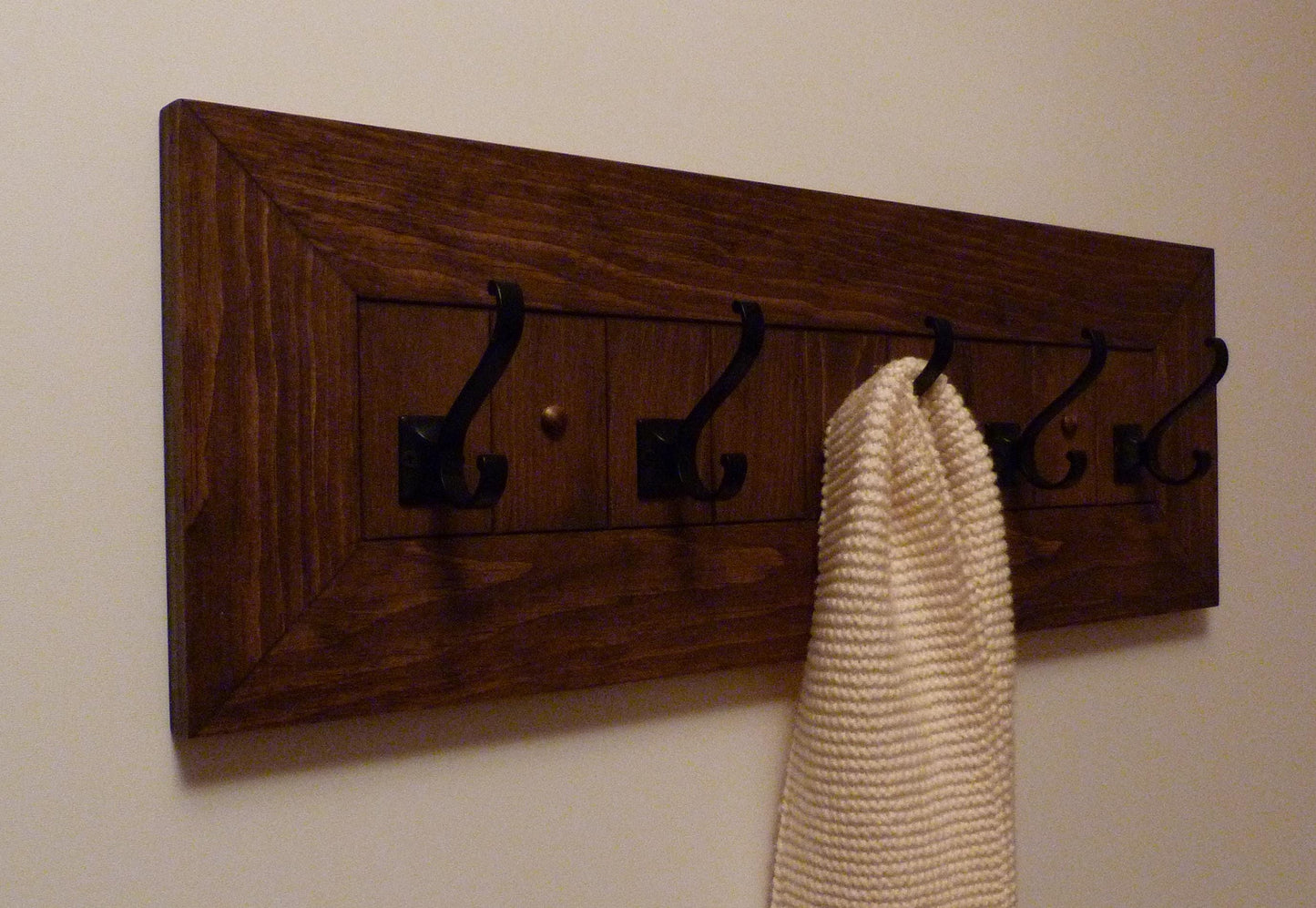 Entryway, Hallway or Mudroom Coat Rack with Black Hooks | Wall Coat Rack | Rustic Coat Rack