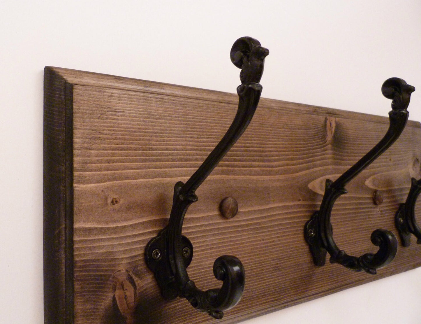 Entryway, Bathroom or Bedroom Rack 18 Inches/3 Rustic black hooks | Wall Coat Rack | Bathroom Towel Rack | Rustic Coat Rack