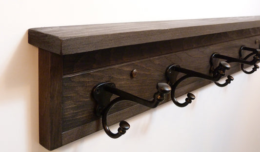 Entryway, Hallway or Mudroom Coat Rack | Wall Coat Rack | Coat Rack with Shelf | Farmhouse Coat Rack