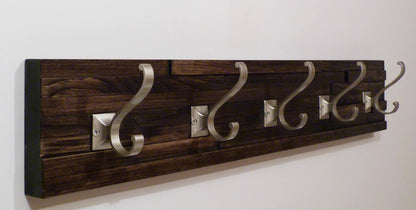 Modern and Rustic Entryway Coat Rack 30 Inches/5 hooks | Wall Coat Rack | Bathroom Towel Rack | Rustic Coat Rack