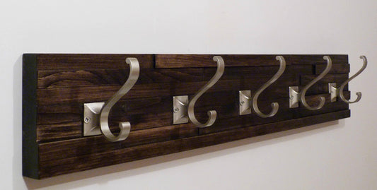 Modern and Rustic Entryway Coat Rack 30 Inches/5 hooks | Wall Coat Rack | Bathroom Towel Rack | Rustic Coat Rack