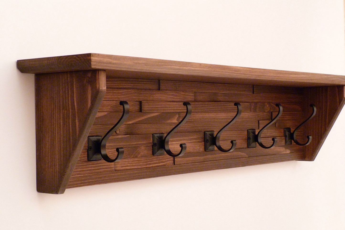 Modern and Rustic Entryway Coat Rack 34 Inches/5 hooks | Wall Coat Rack | Bathroom Towel Rack | Coat Rack with Shelf | Rustic Coat Rack