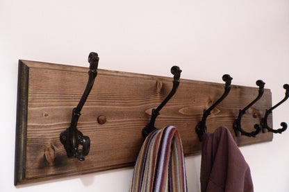 Entryway, Hallway or Mudroom Coat Rack 30 Inches/5 Rustic black hooks | Wall Coat Rack | Bathroom Towel Rack | Rustic Coat Rack