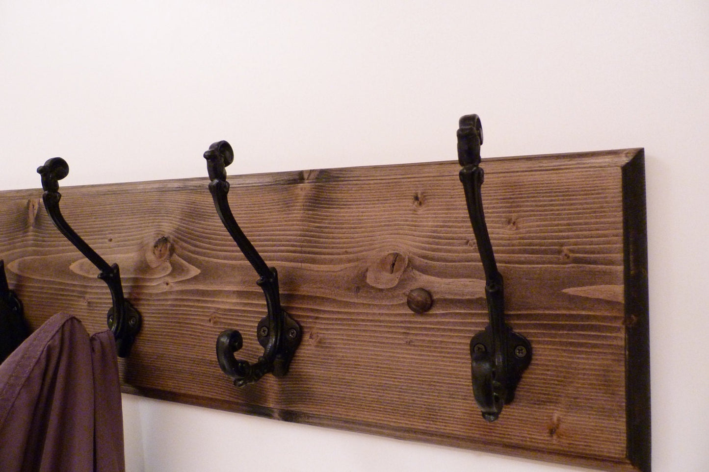 Entryway, Hallway or Mudroom Coat Rack 30 Inches/5 Rustic black hooks | Wall Coat Rack | Bathroom Towel Rack | Rustic Coat Rack