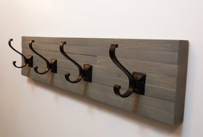 Modern and Rustic Entryway Coat Rack 24 Inches/4 hooks | Wall Coat Rack | Bathroom Towel Rack | Rustic Coat Rack