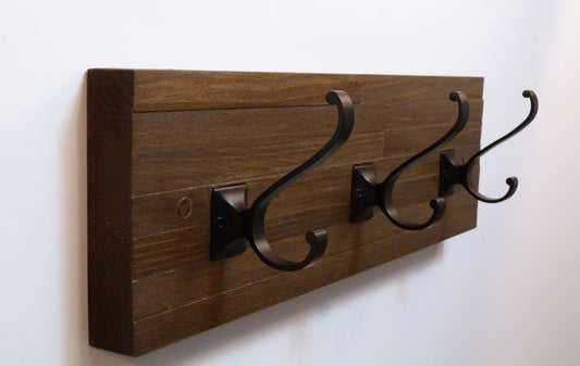 Modern and Rustic Entryway Coat Rack 18 Inches/3 hooks | Wall Coat Rack | Bathroom Towel Rack | Rustic Coat Rack