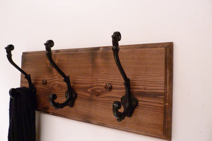 Entryway, Bathroom or Bedroom Rack 18 Inches/3 Rustic black hooks | Wall Coat Rack | Bathroom Towel Rack | Rustic Coat Rack