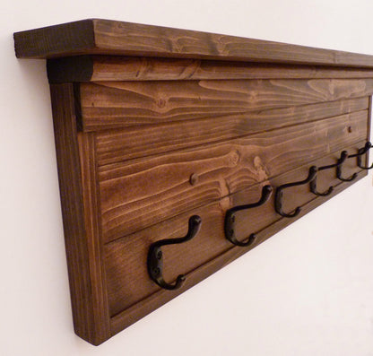 Entryway, Hallway or Mudroom Coat Rack Wall Coat Rack | Coat Rack with Shelf | Rustic Coat Rack | Farmhouse Coat Rack