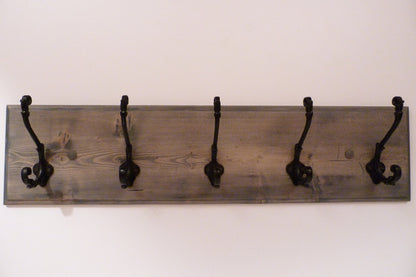 Entryway, Hallway or Mudroom Coat Rack 30 Inches/ 5 Rustic black hooks | Wall Coat Rack | Bathroom Towel Rack | Rustic Coat Rack