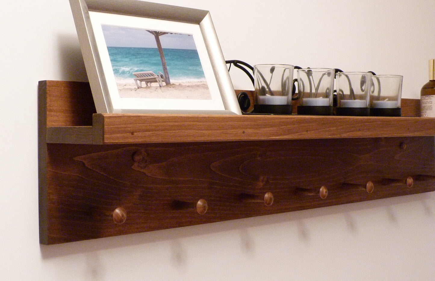 Coat Rack with Ledge and Pegs | Wall Coat Rack | Coat Rack with Shelf | Farmhouse Coat Rack | Shelf with Ledge