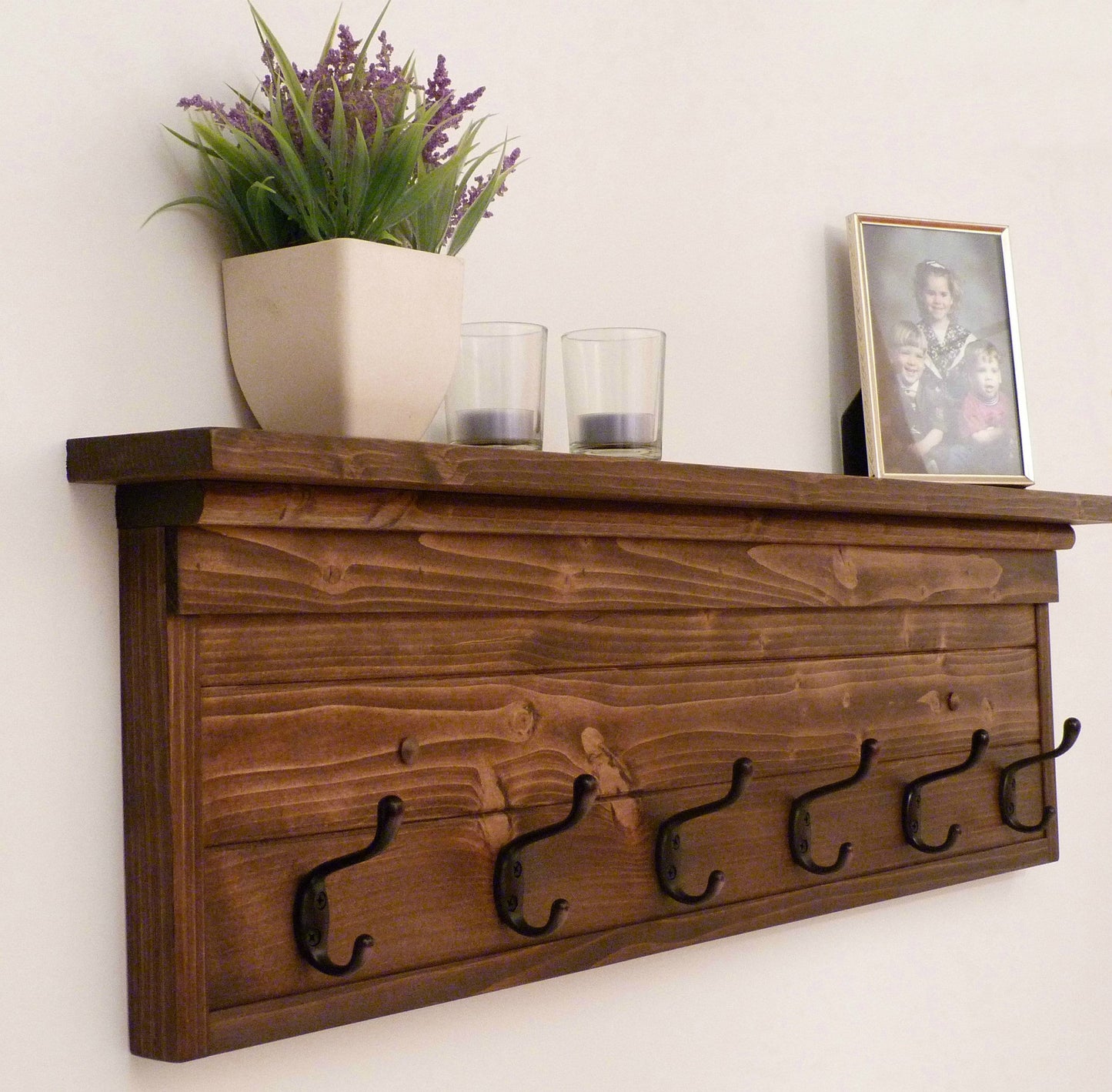 Entryway, Hallway or Mudroom Coat Rack Wall Coat Rack | Coat Rack with Shelf | Rustic Coat Rack | Farmhouse Coat Rack