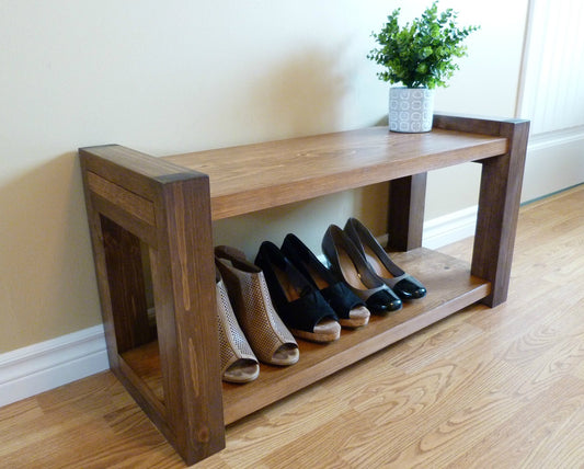 36 inches Rustic Entryway Bench | Modern Entryway Bench | Bench Storage | Shoe Organizer | Entryway Bench | Shoe Bench Wood