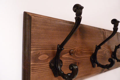 Entryway, Hallway or Mudroom Coat Rack 30 Inches/5 Rustic black hooks | Wall Coat Rack | Bathroom Towel Rack | Rustic Coat Rack