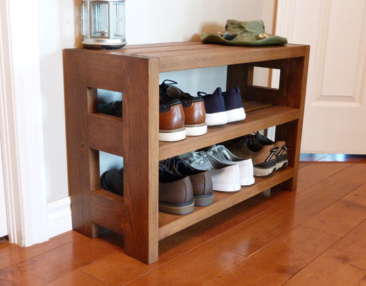 30 inches Rustic Shoe Rack 3 levels | Shoe Storage | Shoe Organizer | Shoe Cabinet | Wooden Shoe Rack
