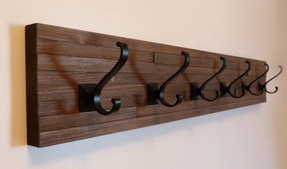 Modern and Rustic Entryway Coat Rack 36 Inches/6 hooks | Wall Coat Rack | Bathroom Towel Rack | Rustic Coat Rack