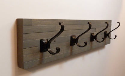 Modern and Rustic Entryway Coat Rack 24 Inches/4 hooks | Wall Coat Rack | Bathroom Towel Rack | Rustic Coat Rack