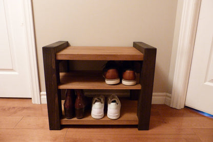 24 inches Rustic Entryway Bench | Modern Entryway Bench  Bench Storage | Shoe Organizer | Entryway Bench | Wooden Shoe Bench