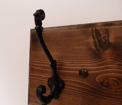 Entryway, Bathroom or Bedroom Rack 18 Inches/3 Rustic black hooks | Wall Coat Rack | Bathroom Towel Rack | Rustic Coat Rack